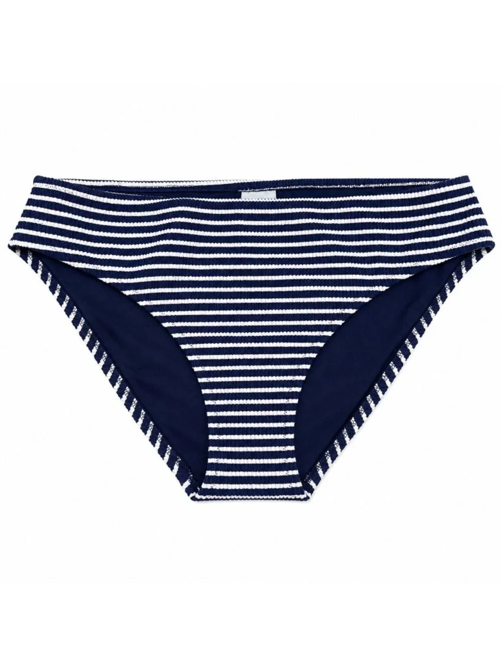 Shade & Shore MEDIUM 8-10 Navy Blue & White striped Swimsuit bottoms NEW